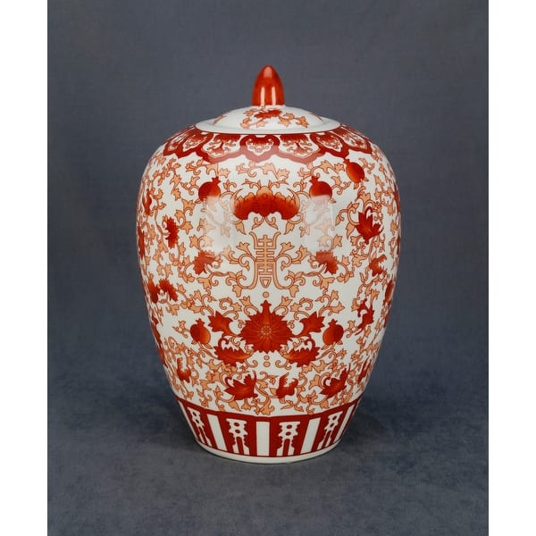Aa Importing 12" Ginger Jar, Red And White Design 12 X 8 X 8 inches